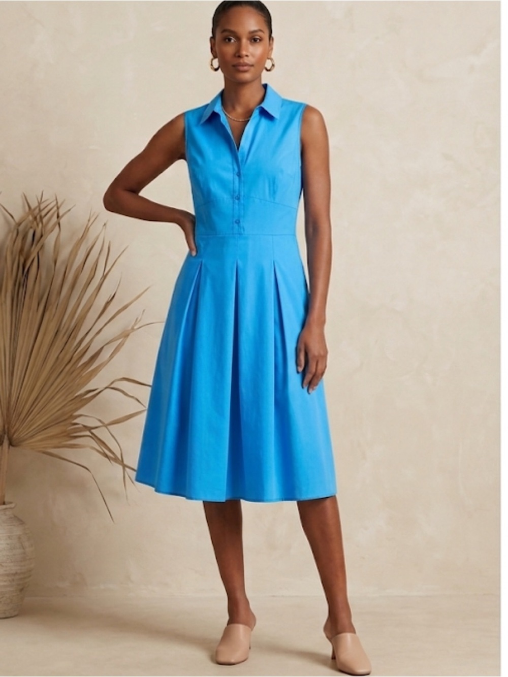 NWT Saks Fifth Avenue Sleeveless Cotton Collared Midi Shirt Dress Size XL